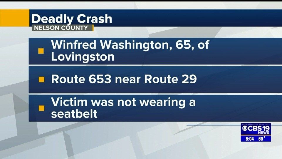 Singlevehicle fatal crash in Nelson County